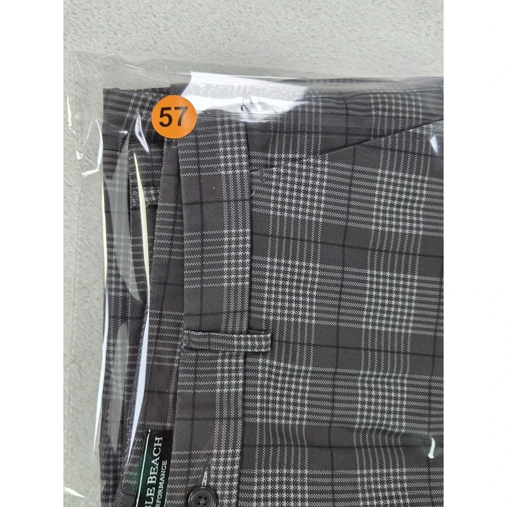 Pebble Beach Golf Shorts Mens 38 Gray Plaid Performance Stretch Casual...